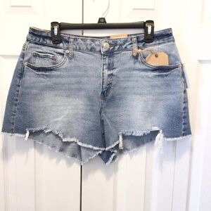 Project Indigo Juniors Light Wash Mid-Rise 90’s Style Baggy Denim Shorts
